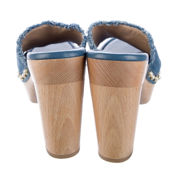 Stuart Weitzman Denim Studded Clogs - Picture 6 of 7